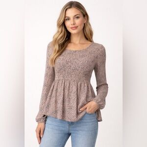 URBAN Romantics Animal Print Top. Size Small. Good Condition. Smocked